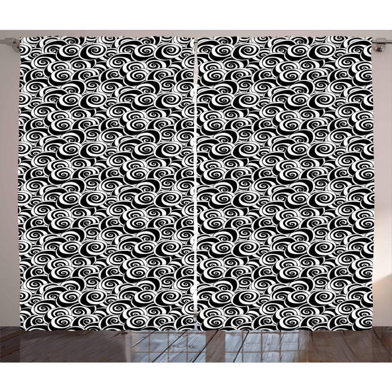 Monochrome Swirled Vortex Curtain