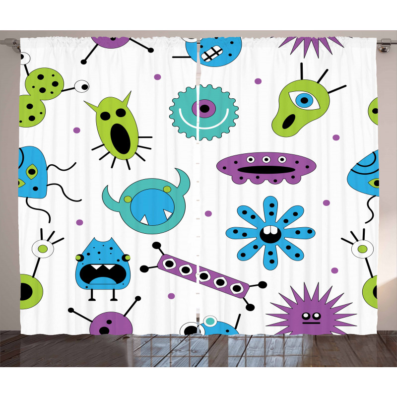 Colorful Monster Design Virus Curtain