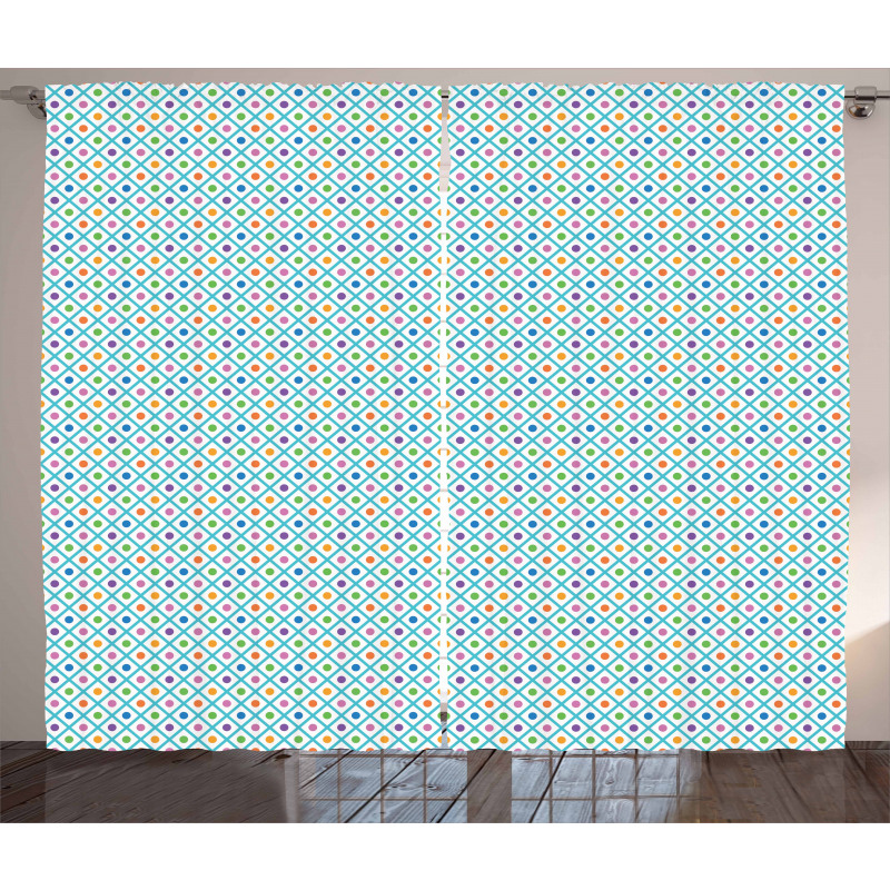 Checkered Diagonal Squares Curtain