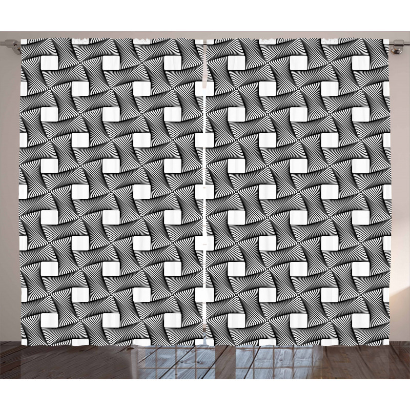 Curvy Lines Optical Illusion Curtain