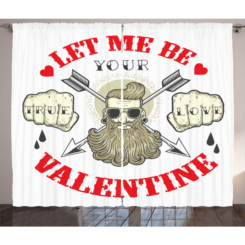Beard Man Portrait Romantic Curtain