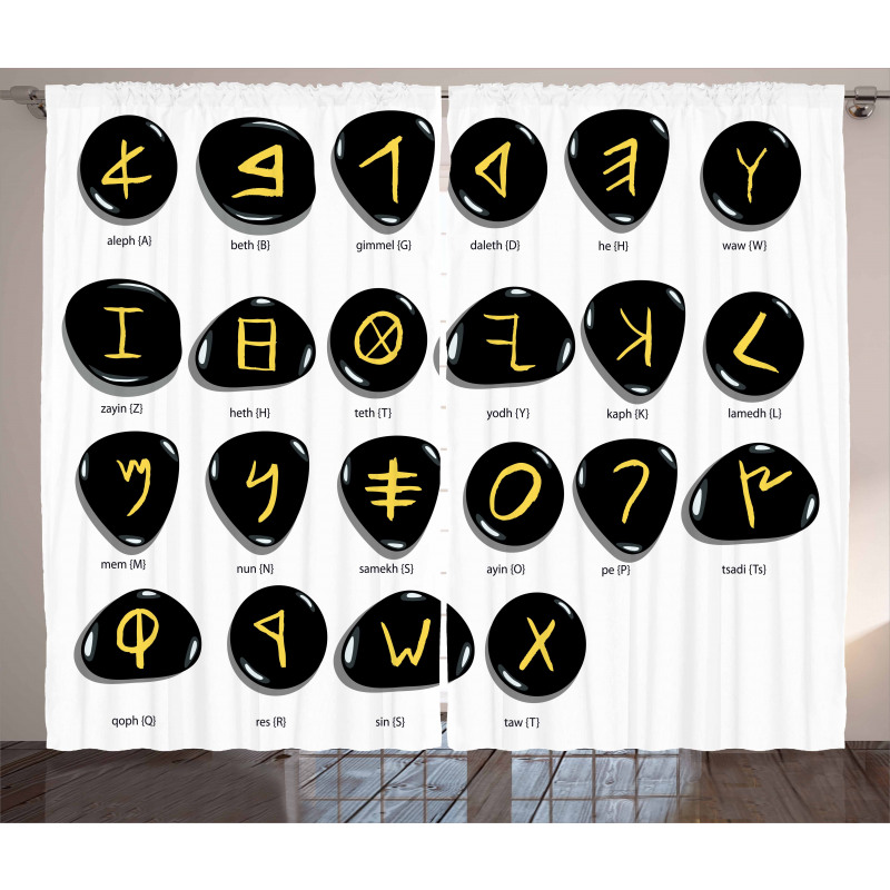 Phoenician Alphabet on Stones Curtain
