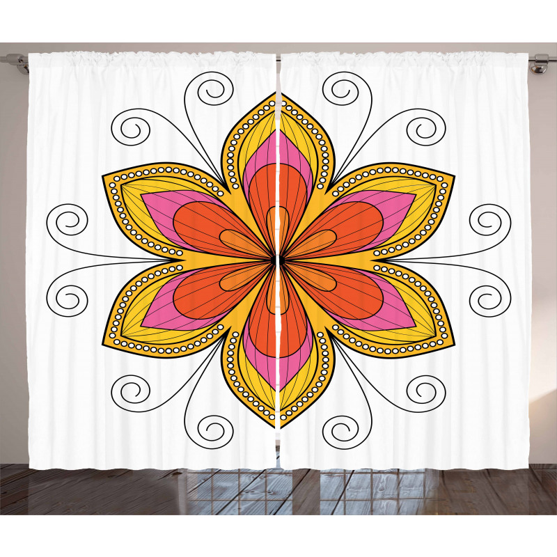 Flower Pattern Swirl Curtain