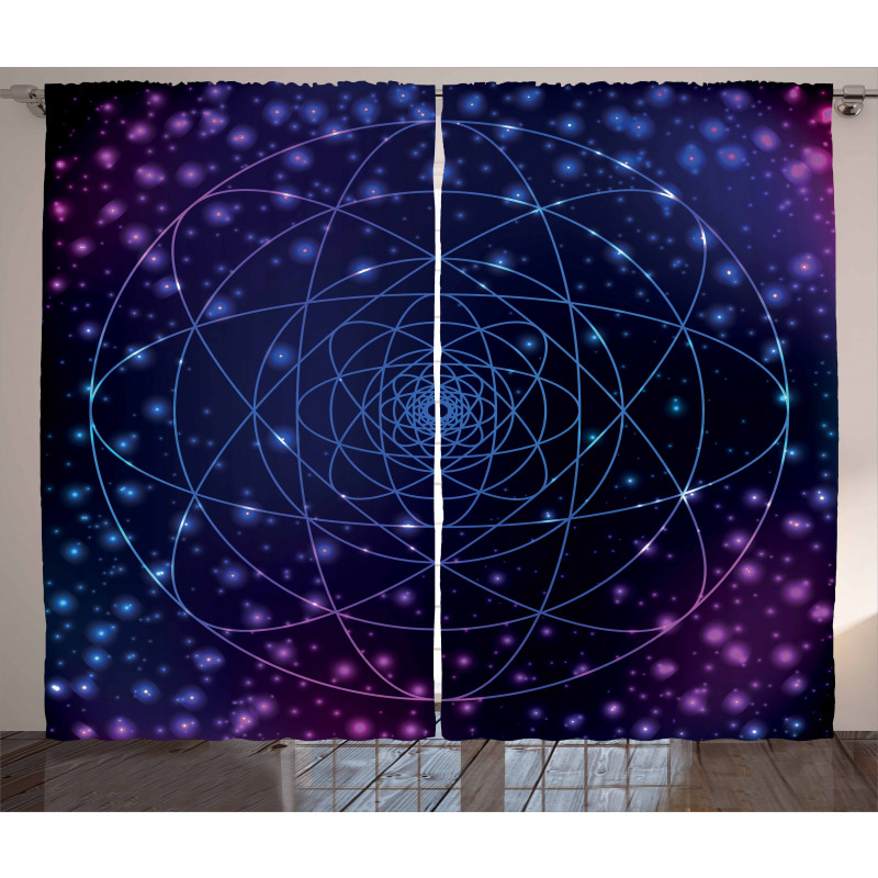 Outer Space Line Art Curtain