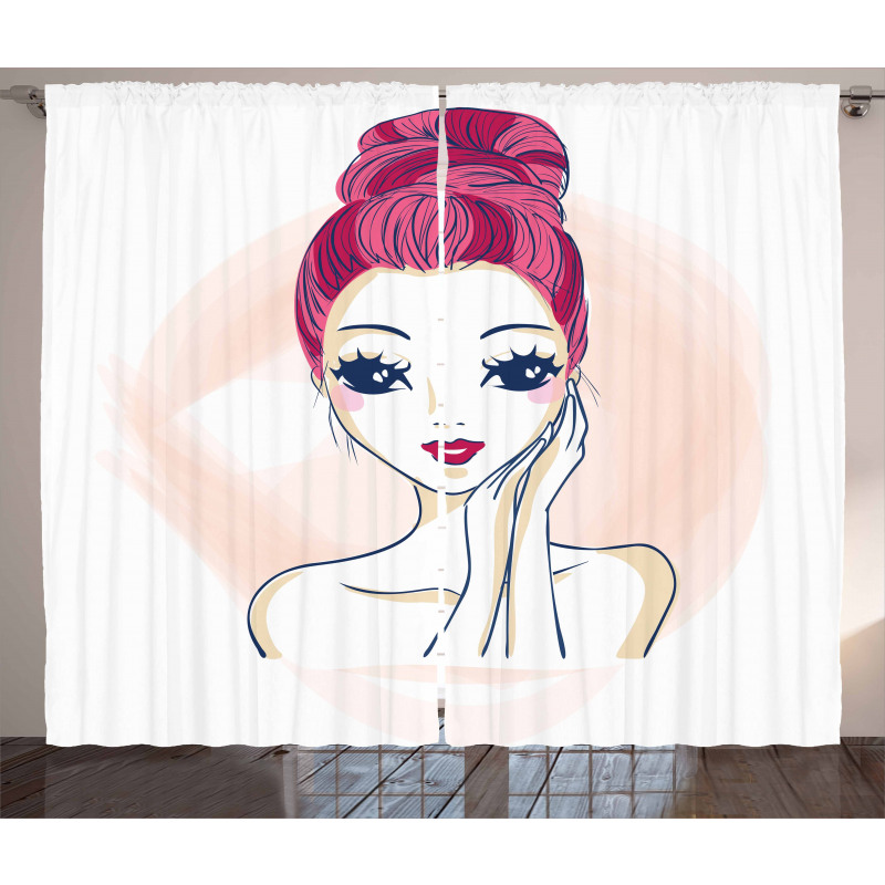 Pink Updo Bun Hairstyle Curtain