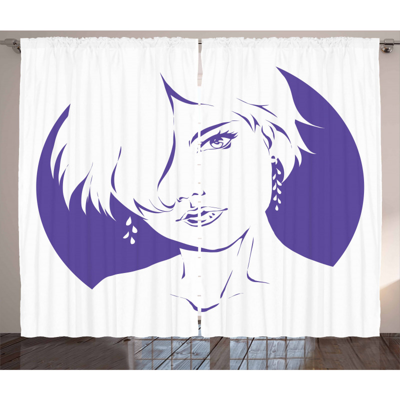 Monochrome Woman Curtain