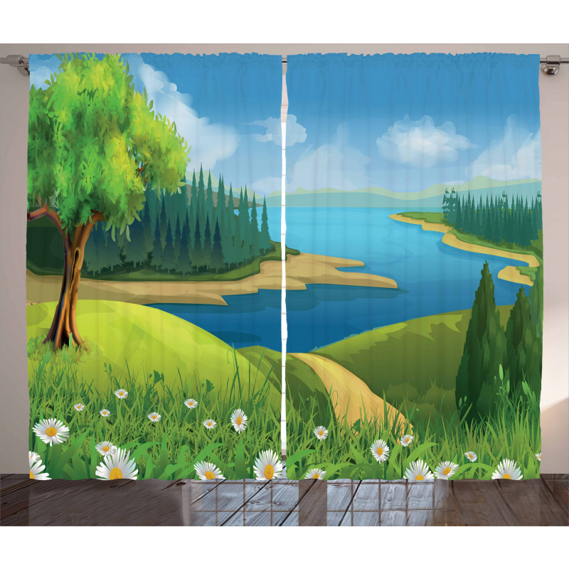 Cartoon Landscape Pattern Curtain