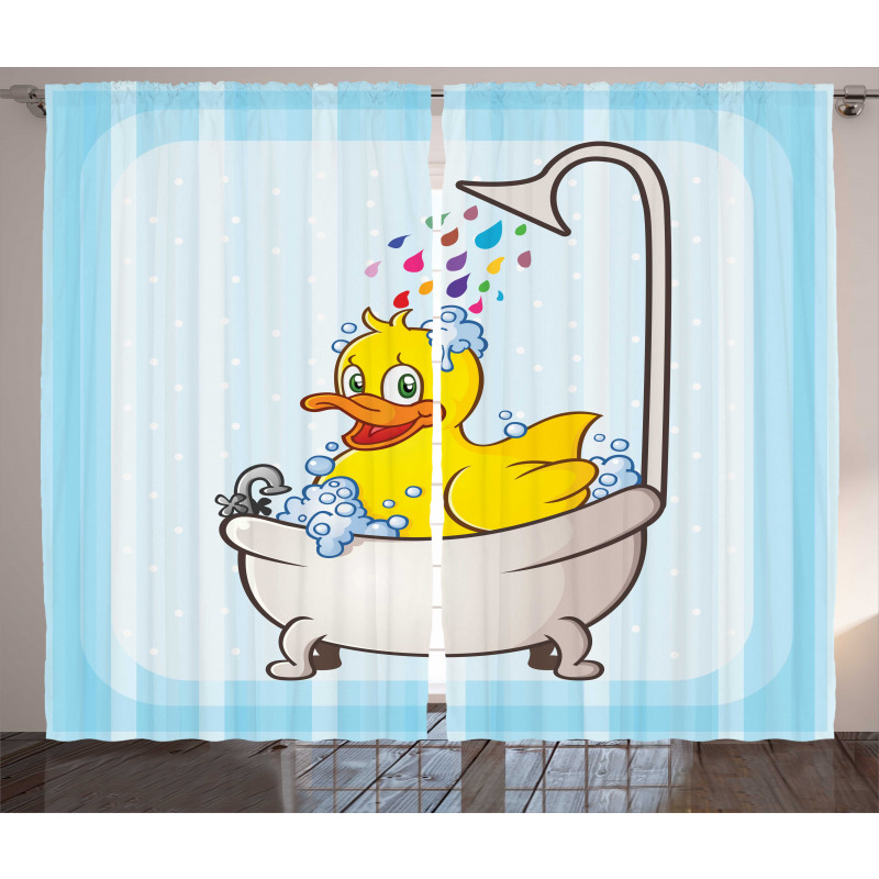 Cartoon Mascot in Bathtub Curtain