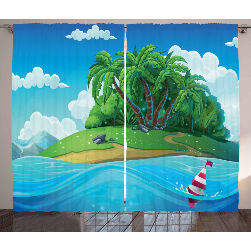 Aquatic Seascape Pattern Curtain