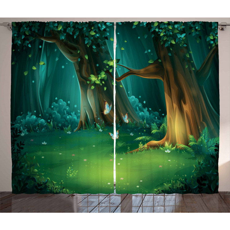Trees and Butterflies Scenic Curtain