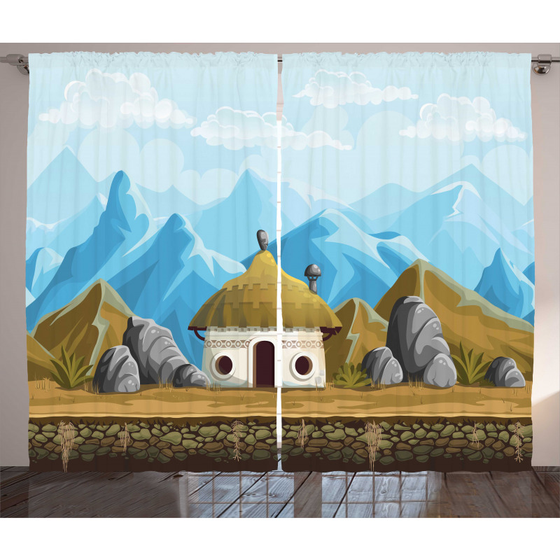 Hut in the Mountains Asia Curtain