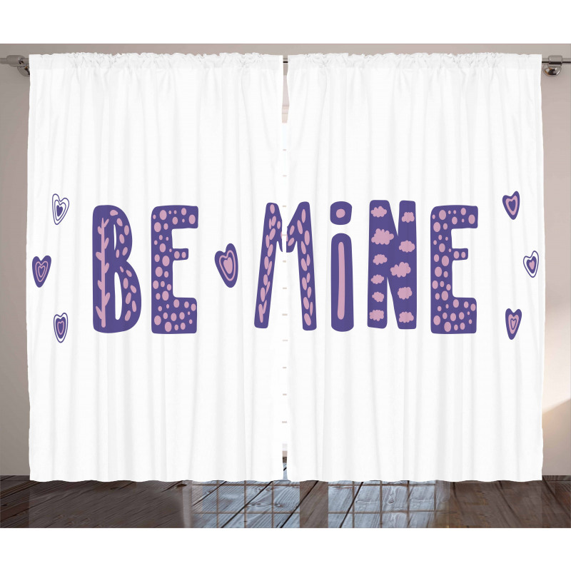 Typographic Text and Hearts Curtain