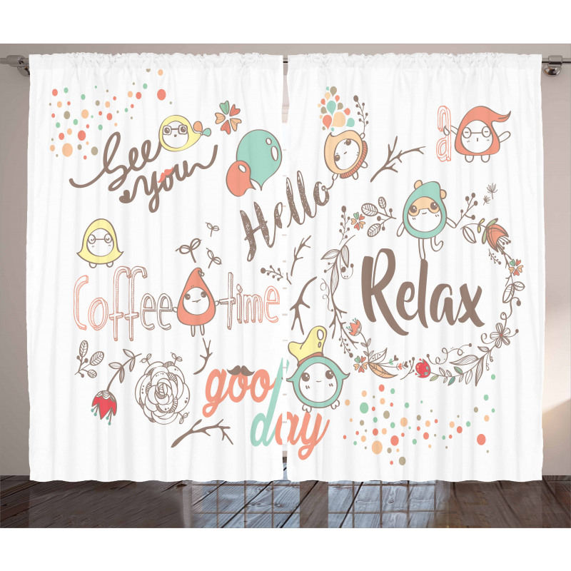 See You Hello Day Text Curtain