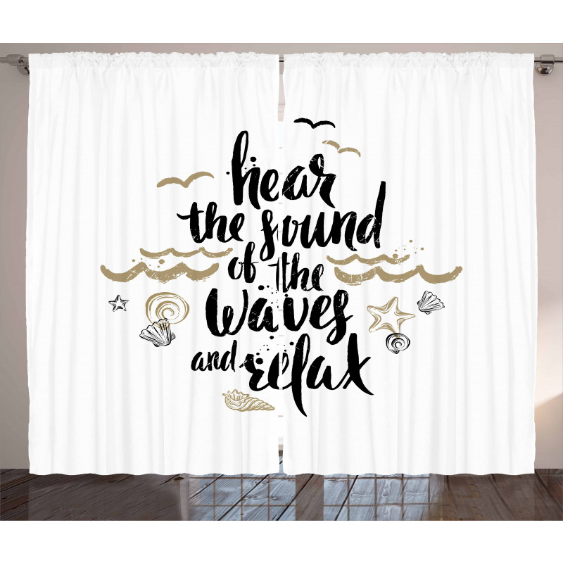 Hear the Sound of Waves Text Curtain