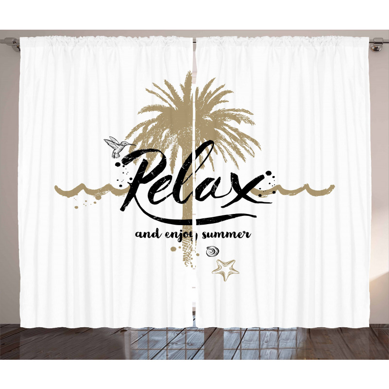 Tropical Enjoy Summer Text Curtain