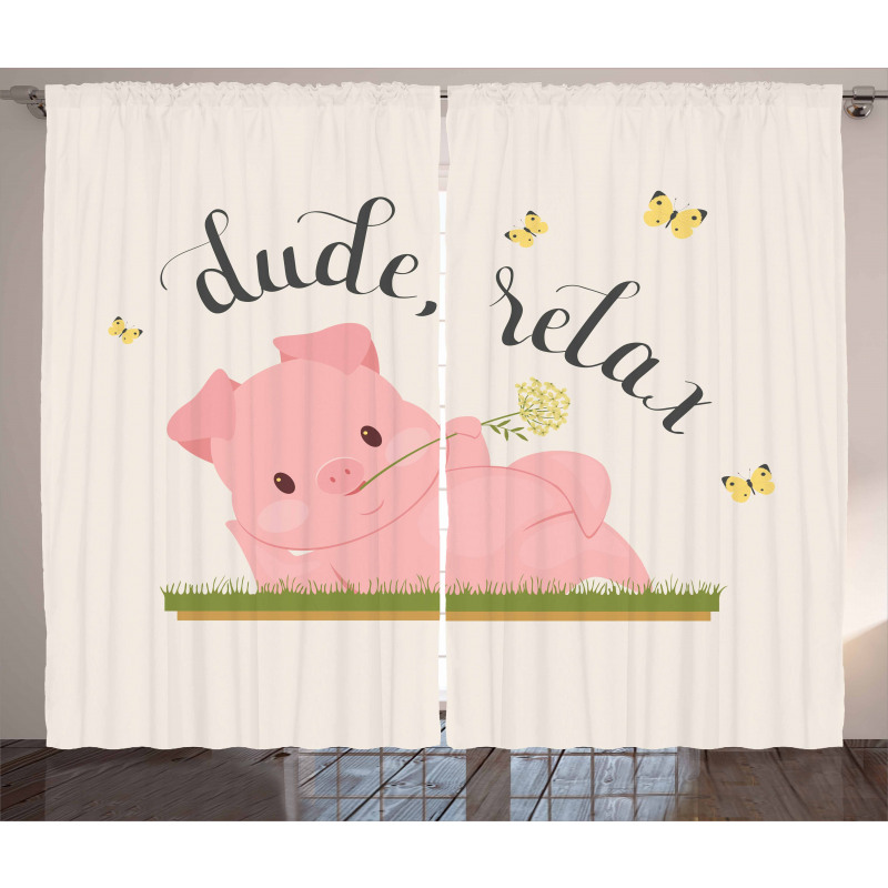 Pot Belly Pink Piglet Curtain