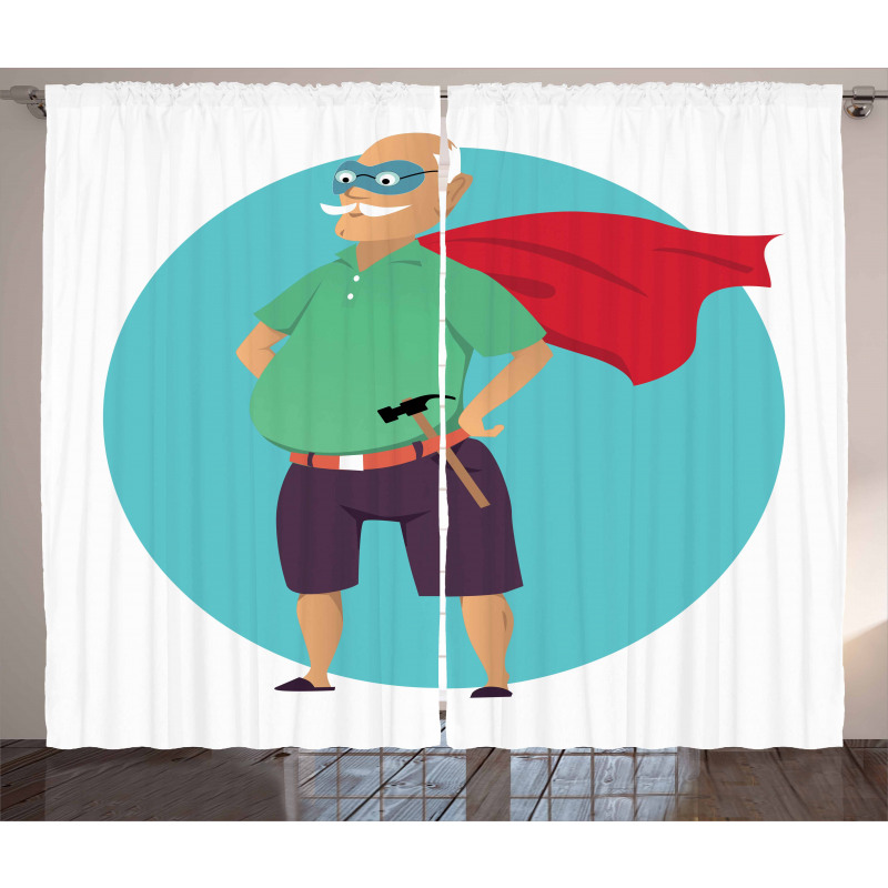 Super Grandpa with Hammer Curtain