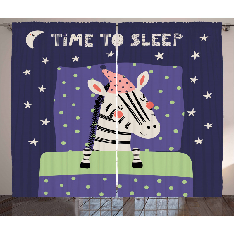 Sleeping Zebra in Nightcap Curtain