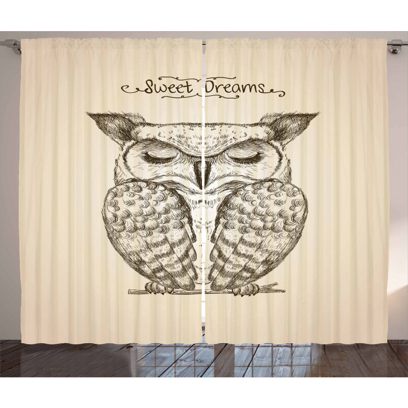 Sleeping Owl Dreams Curtain