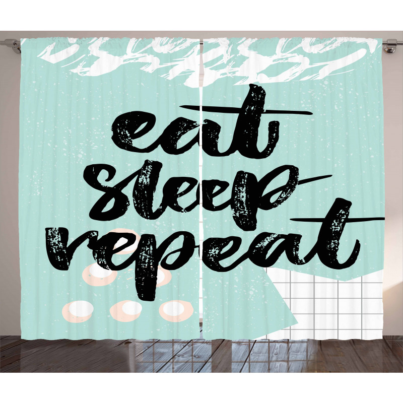 Eat Sleep Repeat Lettering Curtain