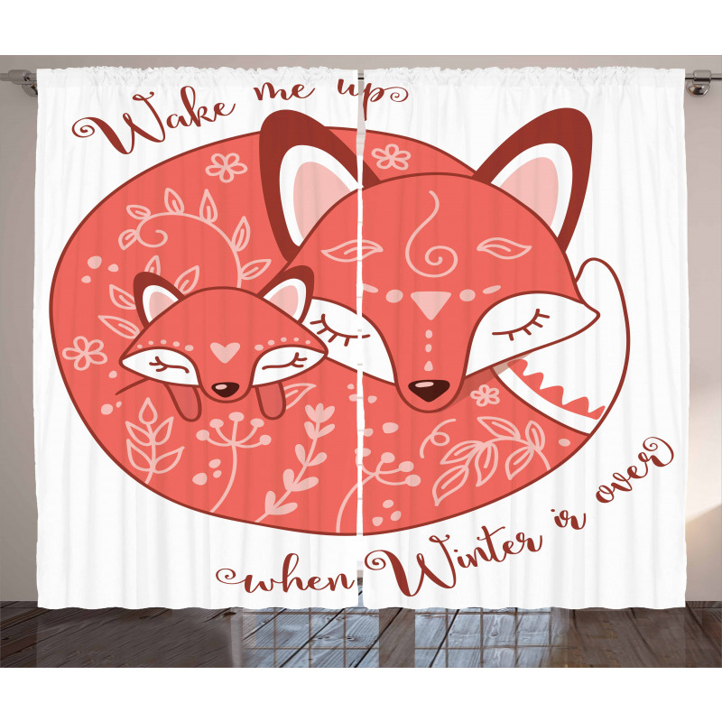 Sleeping Baby Fox and Mother Curtain