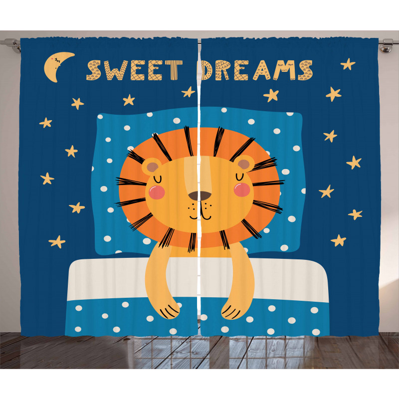 Sleeping Sketched Lion King Curtain