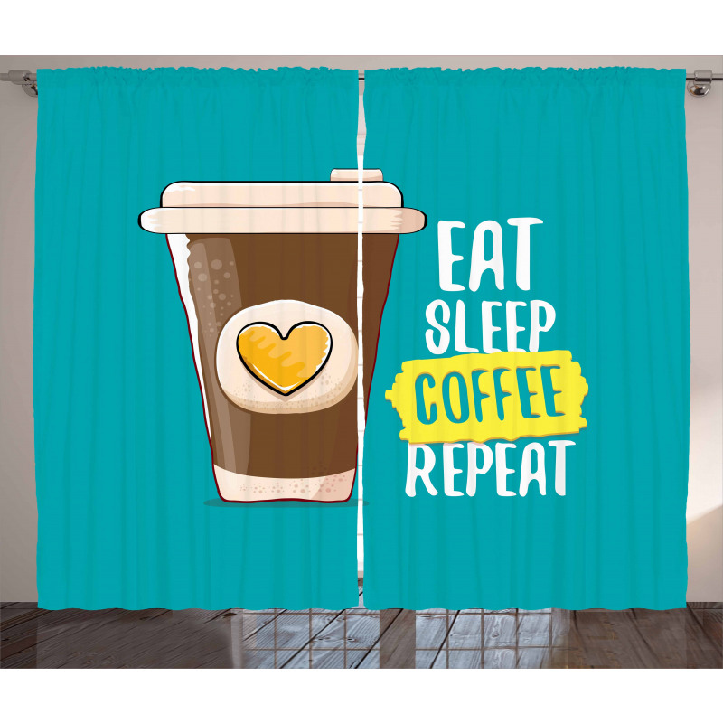 Eat Sleep Coffee Time Repeat Curtain