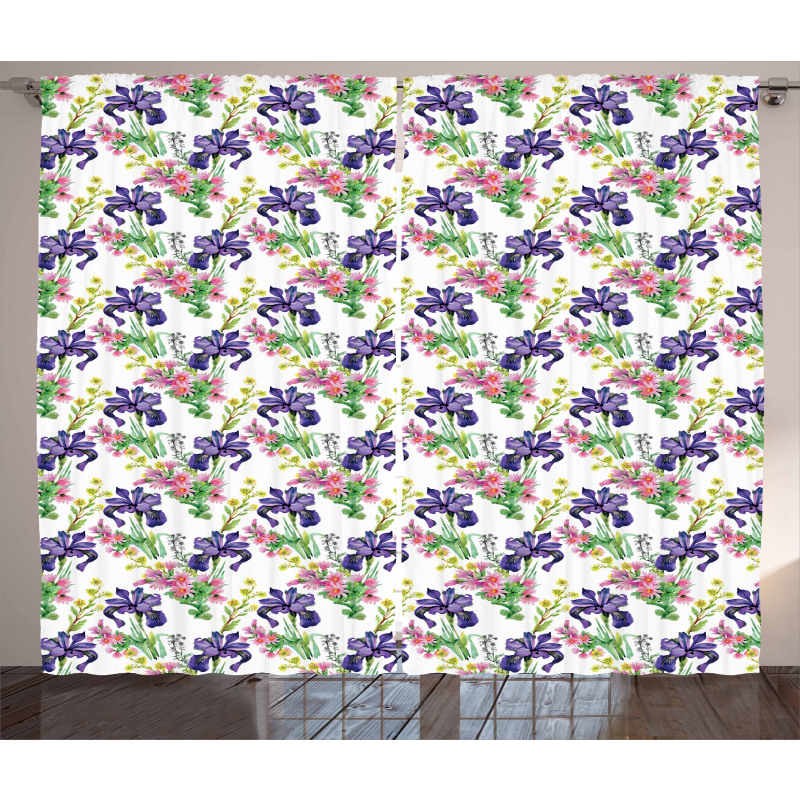 Garden Blooming Tiny Orchids Curtain