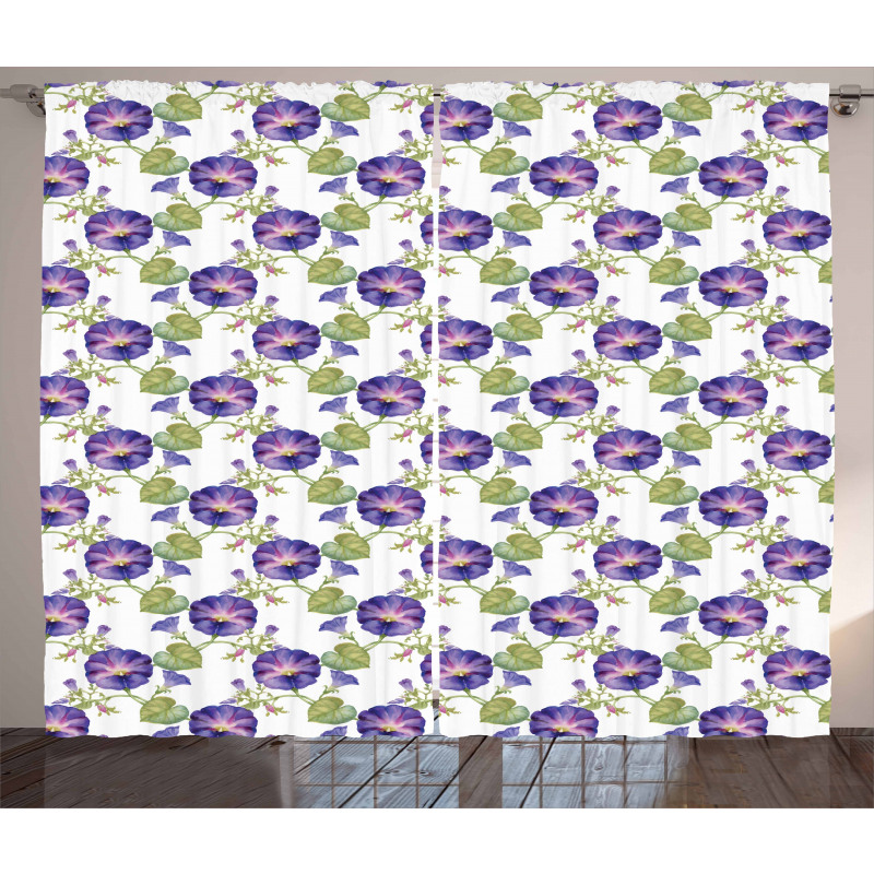 Purple Gramophone Orchids Curtain