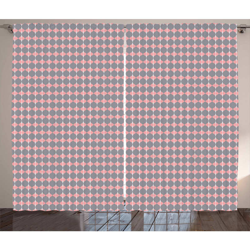 Round Edged Pink Rhombus Curtain