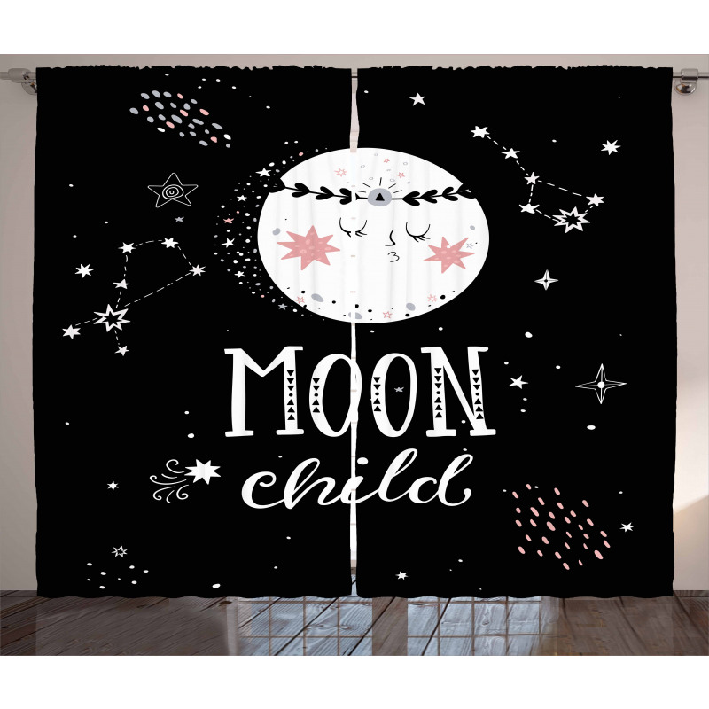 Cartoon Style Galaxy Concept Curtain