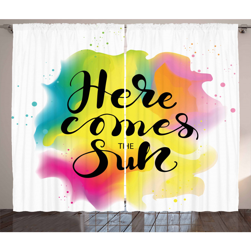 Here Comes Sun Text Curtain