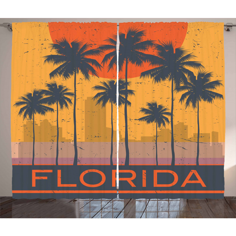 Florida Coast Grunge Curtain