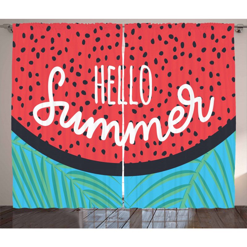 Watermelon Jungle Leaf Curtain