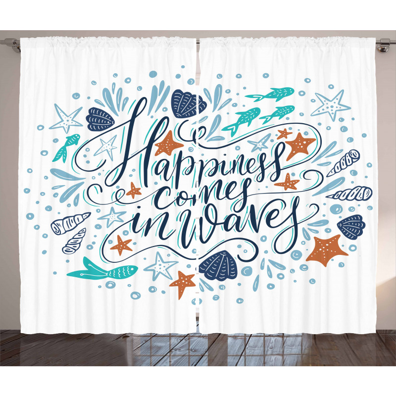 Hand-drawn Phrase Fish Curtain