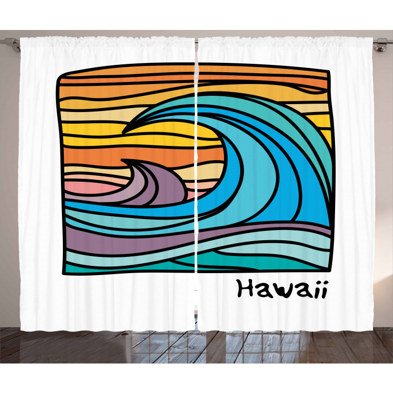 Abstract Ocean Waves Art Curtain