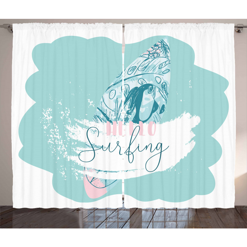 Surfboard with Flowers Curtain