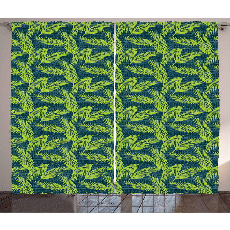 Palms on Aztec Background Curtain