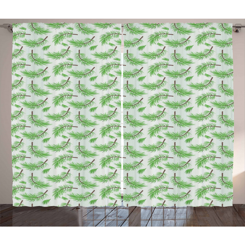 Falling Pine Tree Branches Curtain