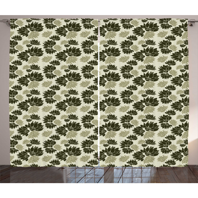 Antique Flower Silhouettes Curtain