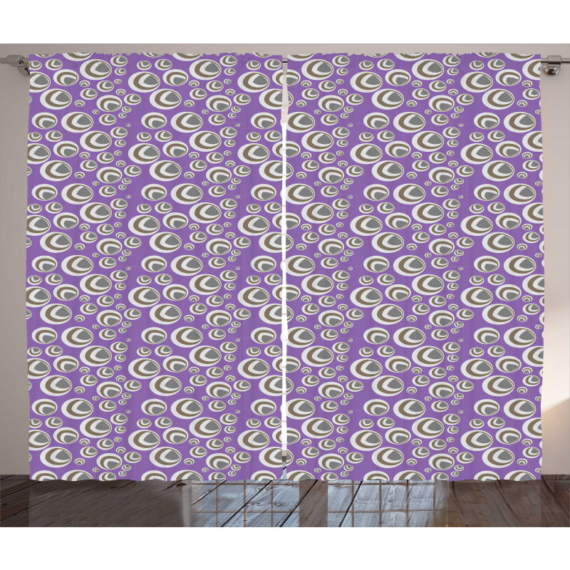 Retro Geometric Circles Curtain