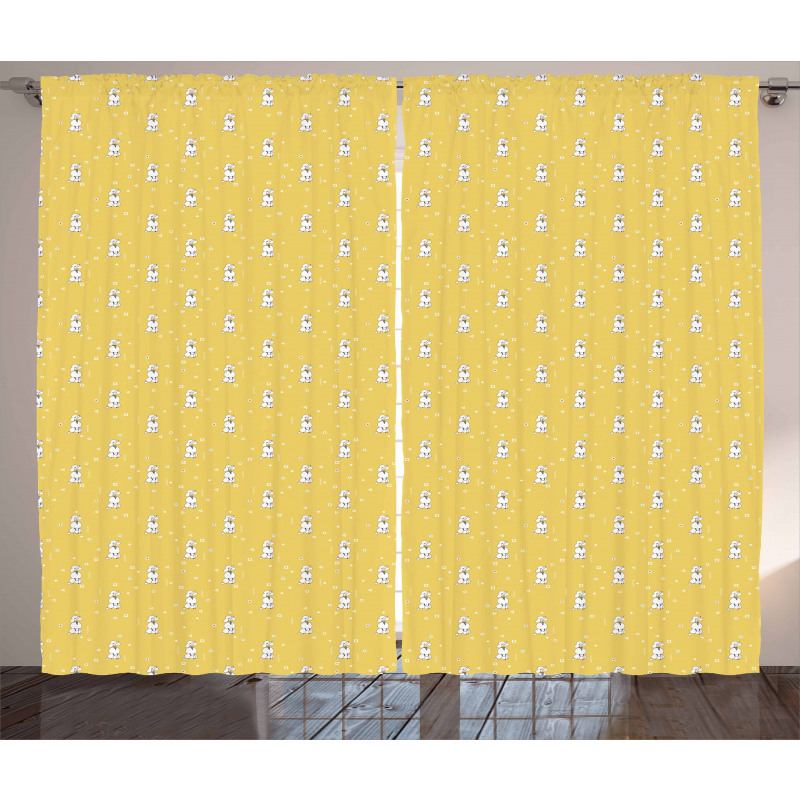 Minimalist Poodles Geometric Curtain