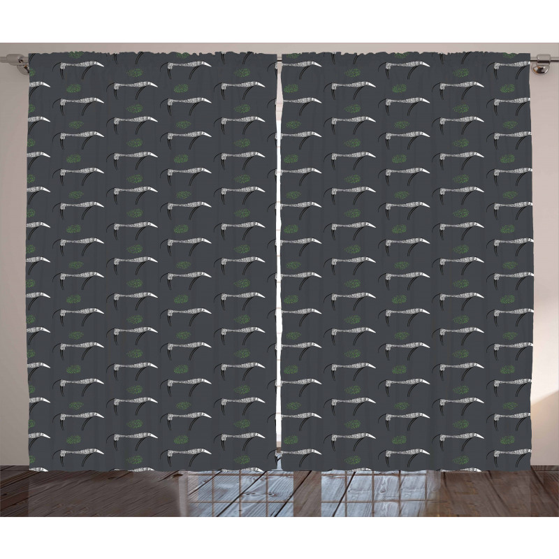 Hand Drawn Style Long Dogs Curtain