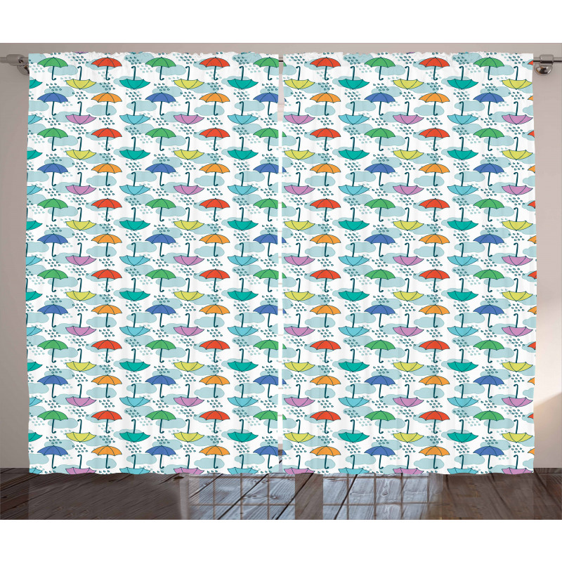Parasol Pattern in Rain Curtain