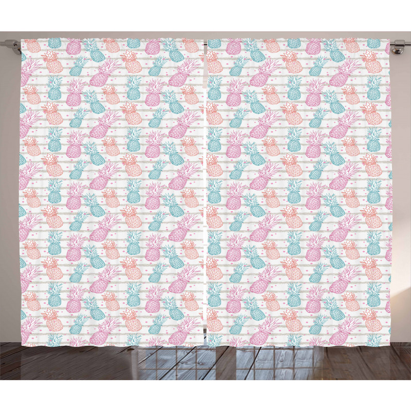 Colorful Pineapple Sketch Curtain