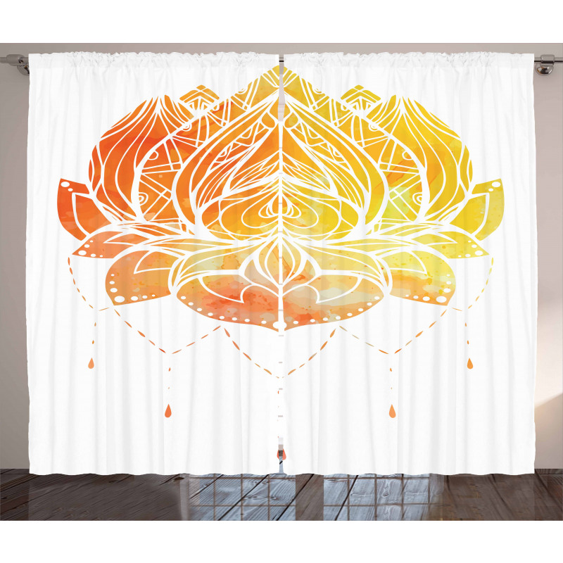 Lotus Flower in Boho Pattern Curtain