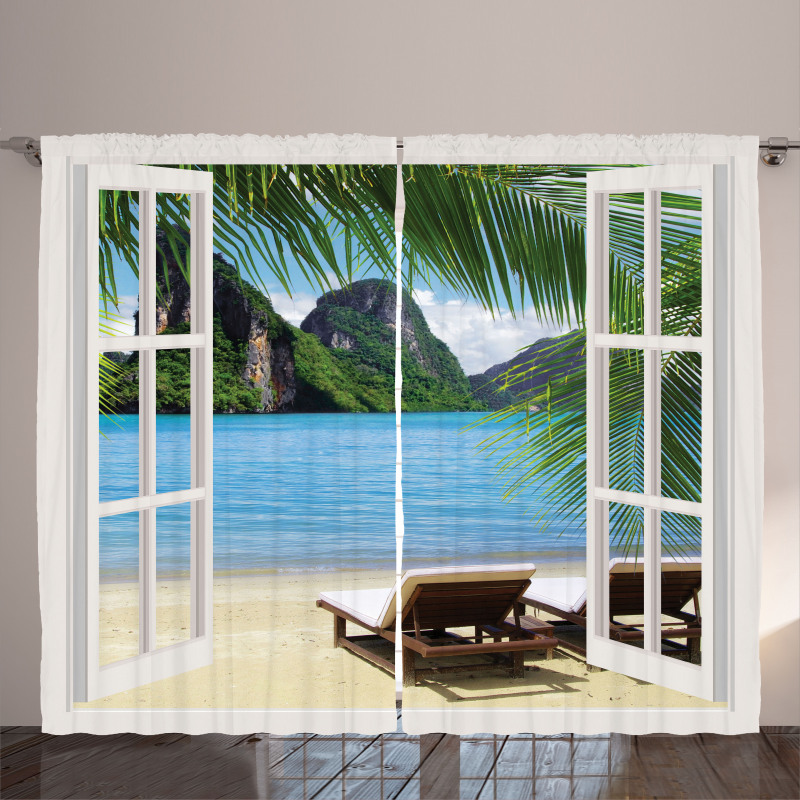 Palms and Ocean Summer Curtain