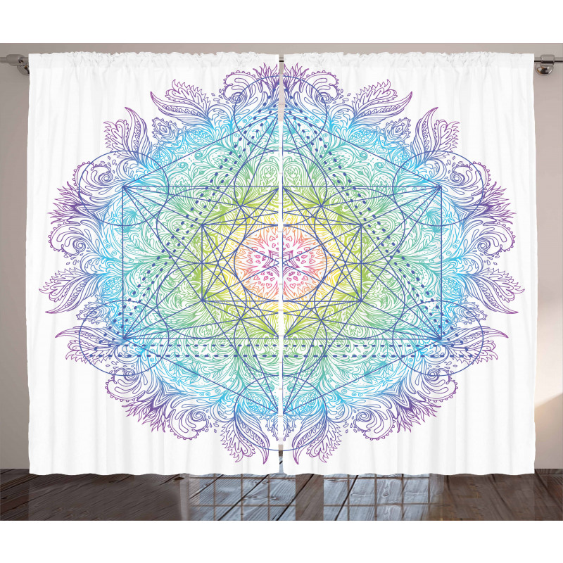 Metatron Cube on a Mandala Curtain