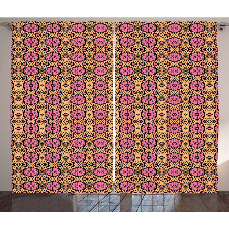 Abstract Folk Tile Curtain