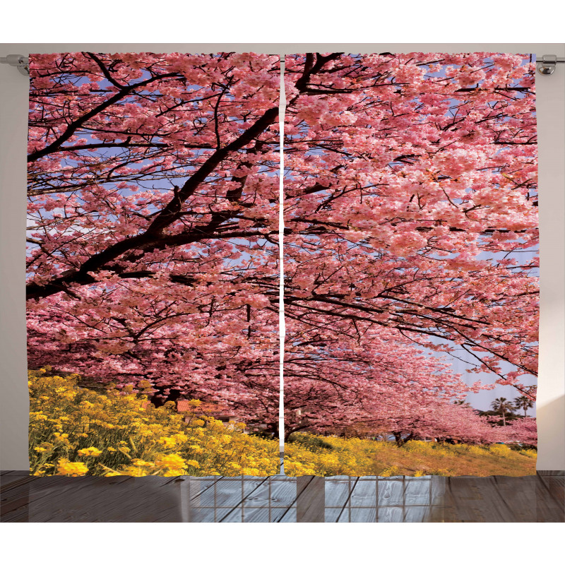 Spring Sakura Japanese Curtain